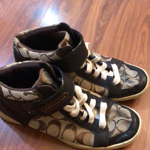 Coach Signature logo high top sneakers size 6 - Picture 1 of 10